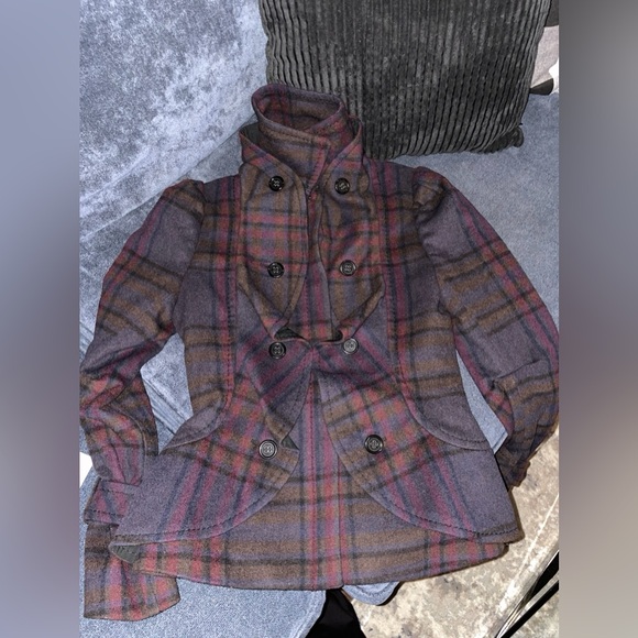 BCBGMaxAzria Ruffle Button Military Style Coat, Size XXS - Picture 2 of 8